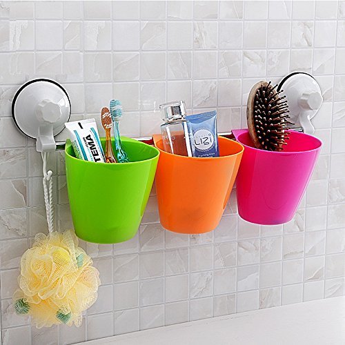 Plastic wall mounted shelves, Multipurpose Cups Drainer and Power Suction Bath Shelf