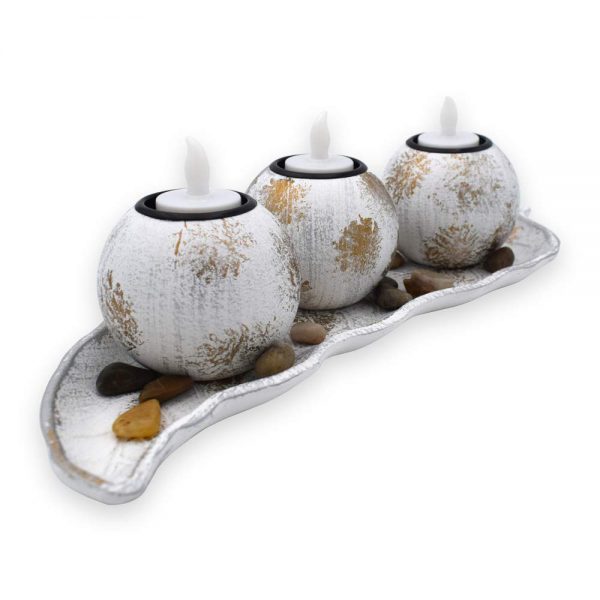 3 Piece Round Candle Holder With, Round Candle Holder Tray