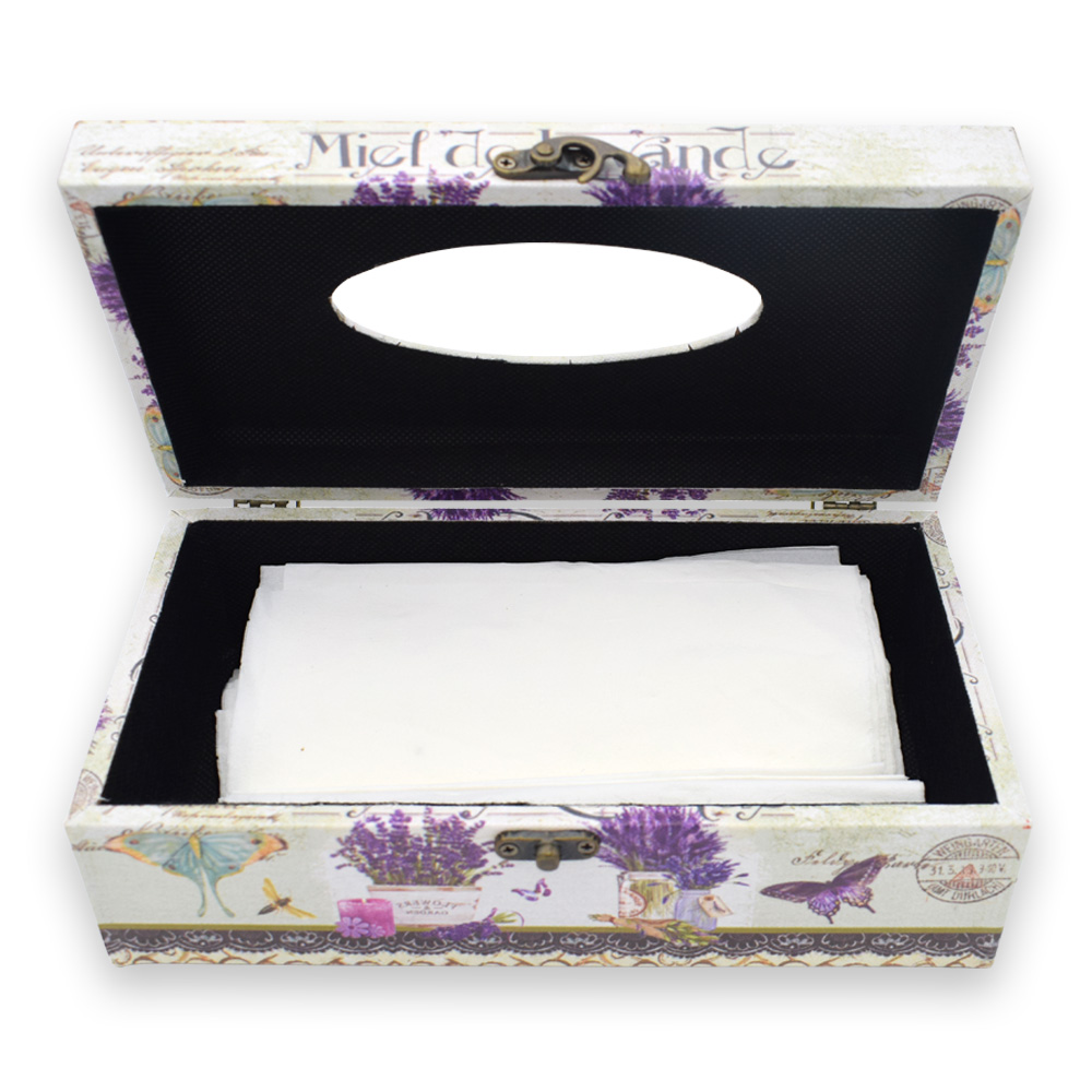 MDF Flower Printed Tissue Paper Box for Kitchen